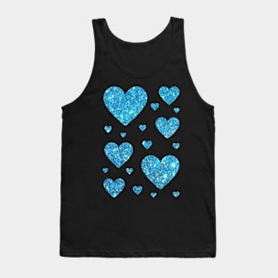 Light Blue Faux Glitter Hearts Tank Top